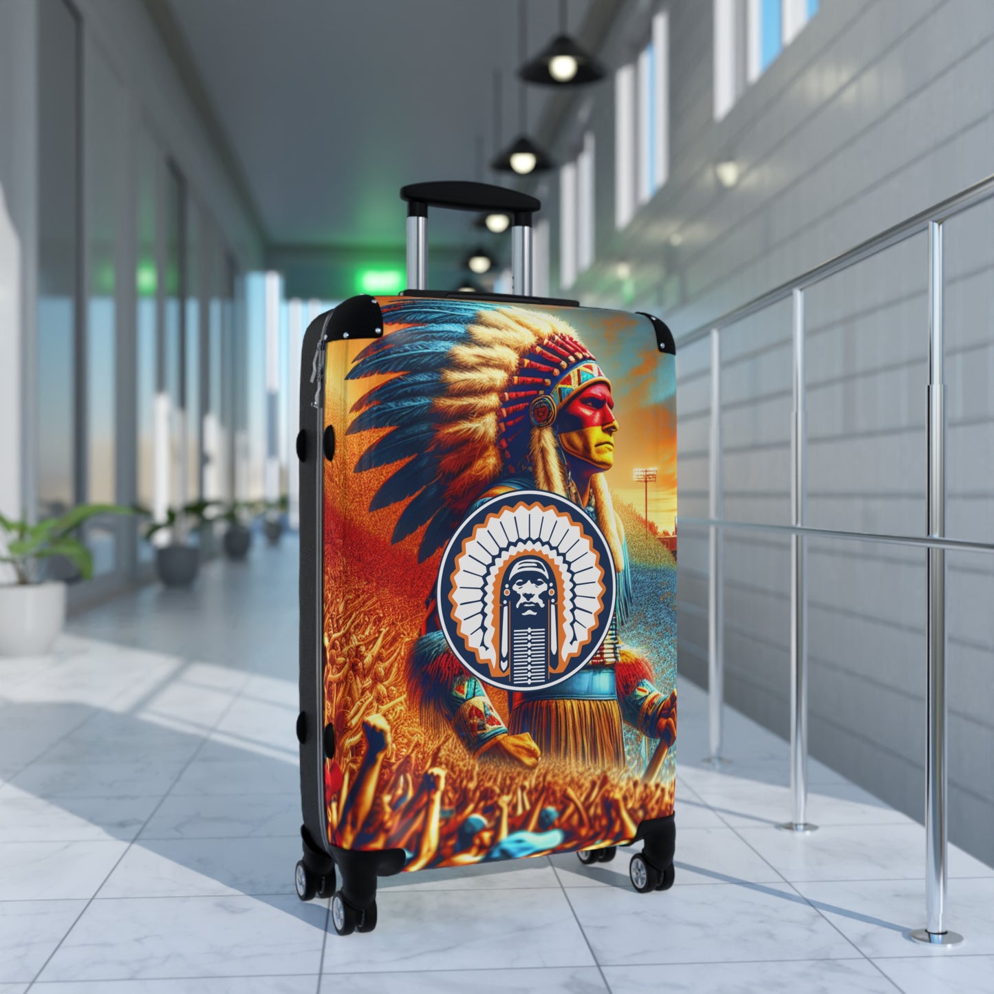 University of Illinois Retired Chief Illiniwek Mascot College Team Luggage Bag Rolling Suitcase Spinner