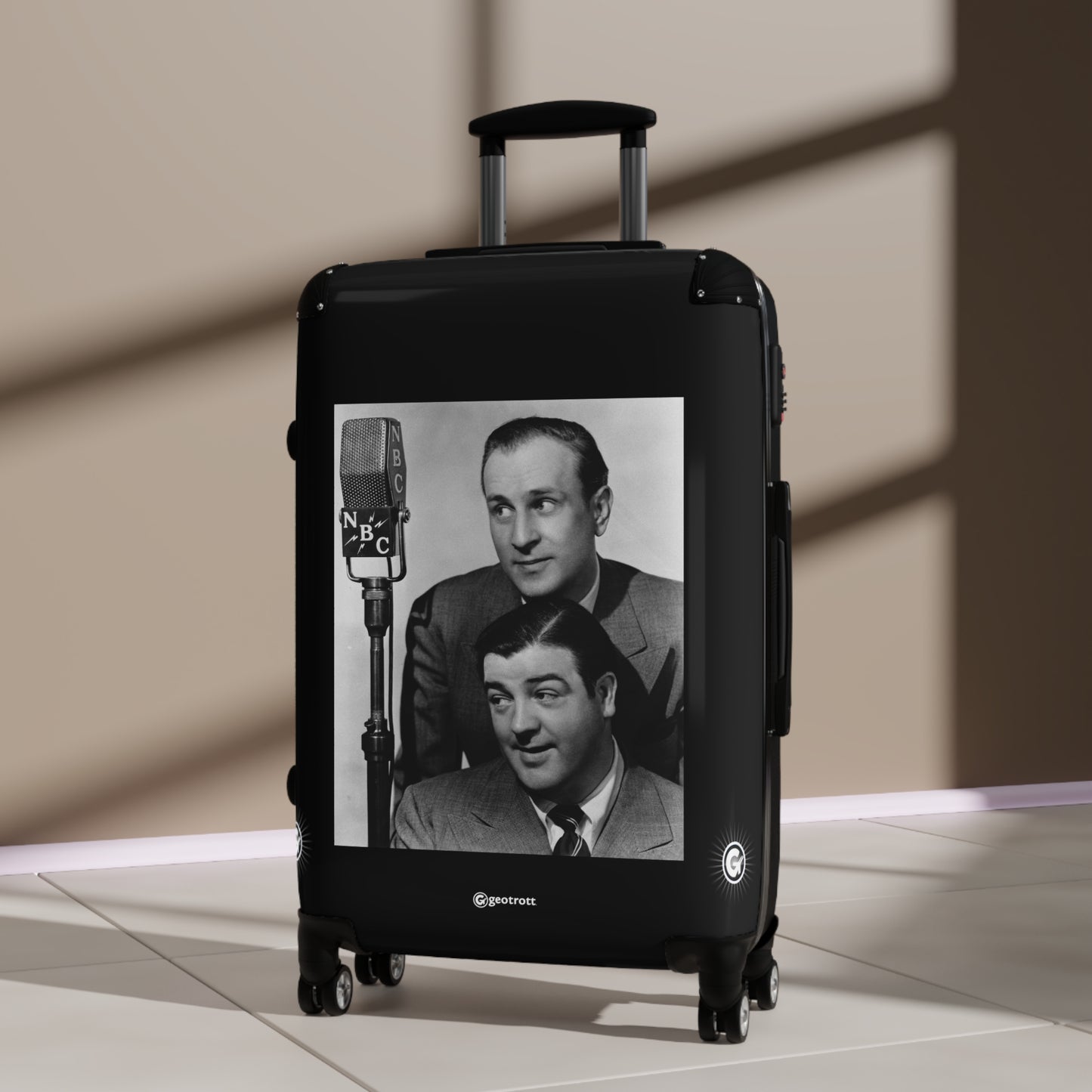 Abbott and Costello, comprising Bud Abbott and Lou Costello Vaudeville Radio Film and TV 20TH CENTURY Photos Luggage Bag Rolling Suitcase Spinner