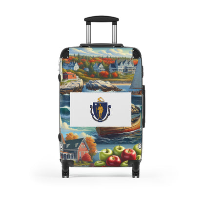 Massachusetts USA STATE FLAGS Luggage Bag Rolling Suitcase Travel Accessories