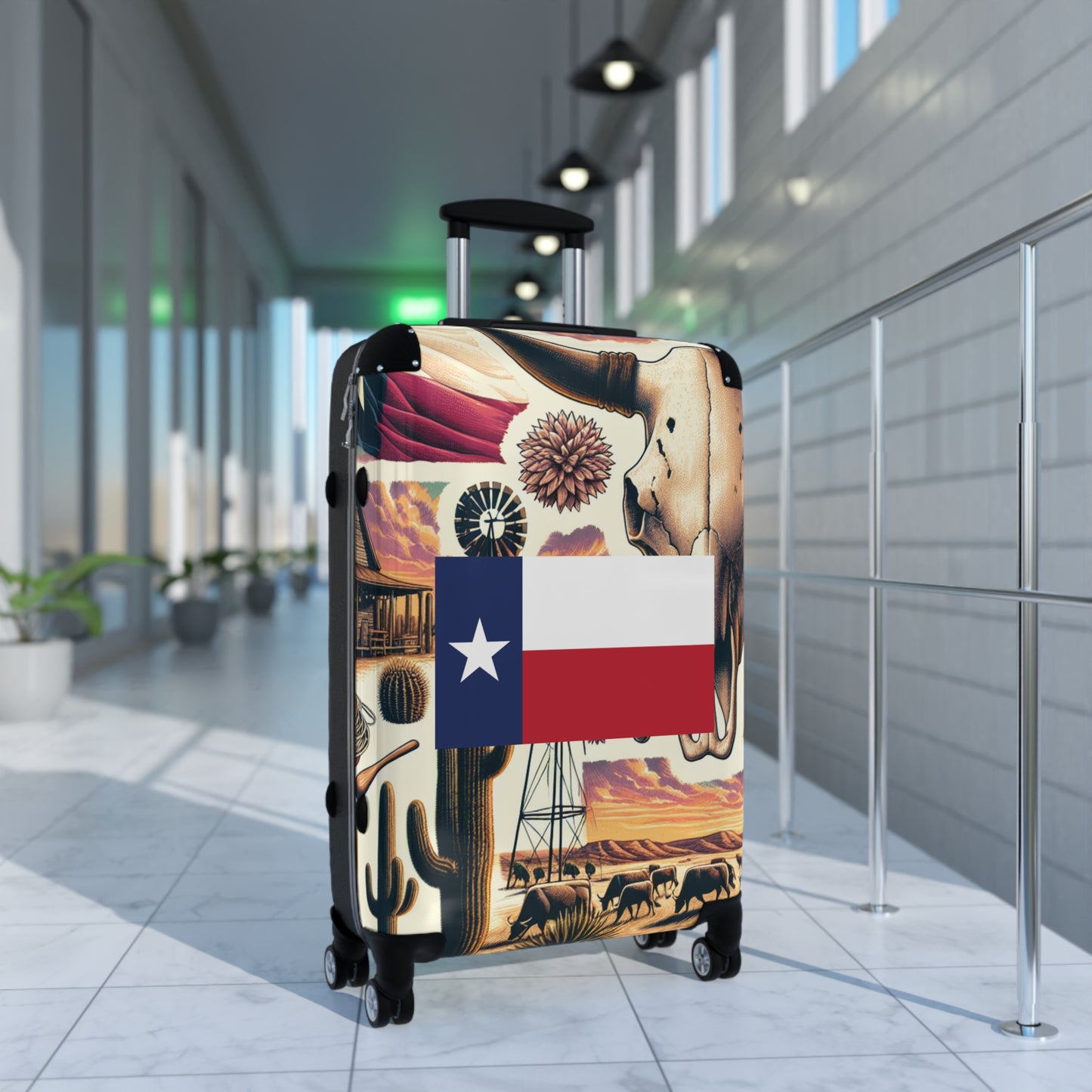 TEXAS USA STATE FLAGS Luggage Bag Rolling Suitcase Spinner