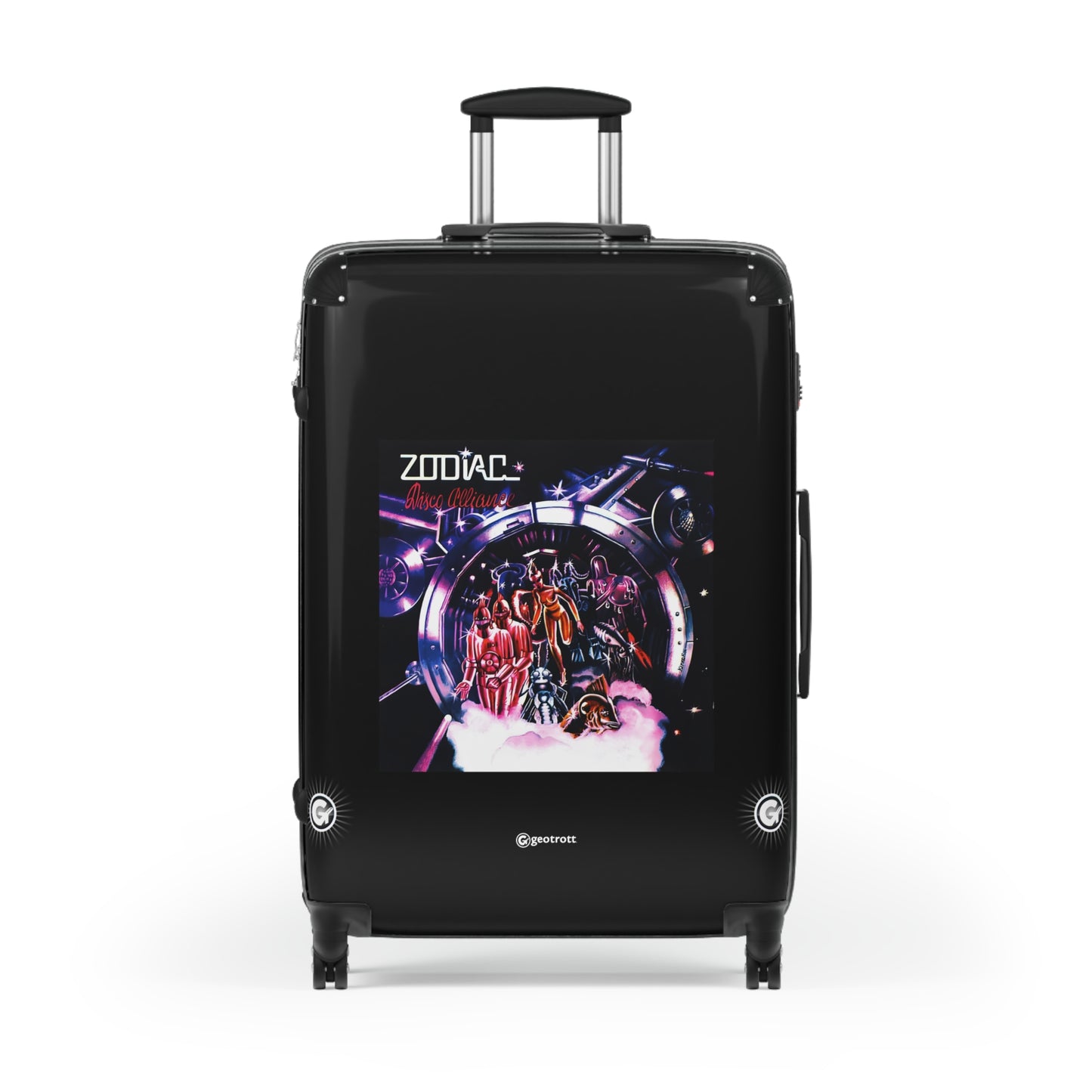 Zodiac Disco Alliance Eighties Music Album Luggage Bag Rolling Suitcase Spinner