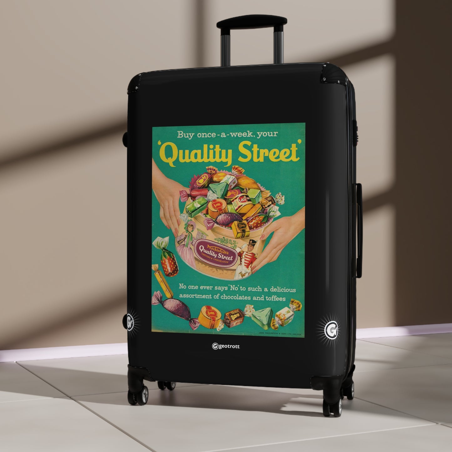 Quality Street Chocolates and Toffees Vintage Posters Retro Ad Luggage Bag Rolling Suitcase Spinner