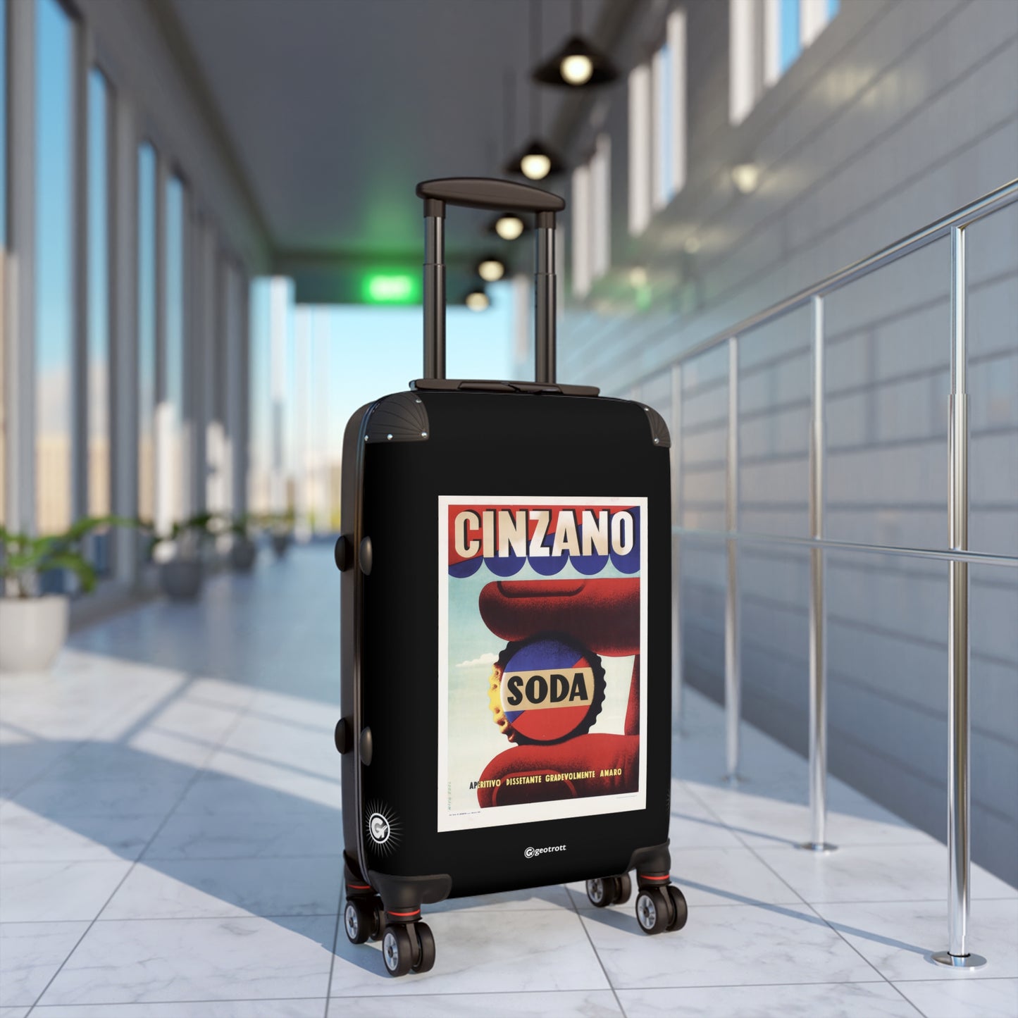 Cinzano Soda Aperitivo Dissetante Gradevolmente Amaro Vintage Posters Retro Ad Luggage Bag Rolling Suitcase Spinner