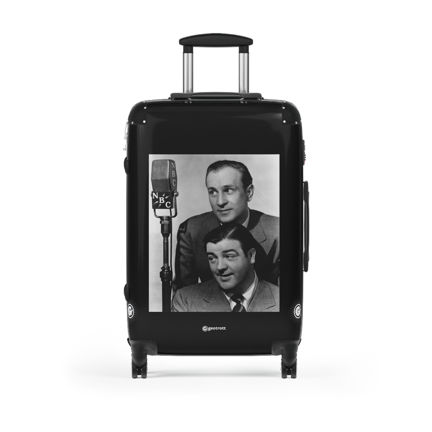 Abbott and Costello, comprising Bud Abbott and Lou Costello Vaudeville Radio Film and TV 20TH CENTURY Photos Luggage Bag Rolling Suitcase Spinner