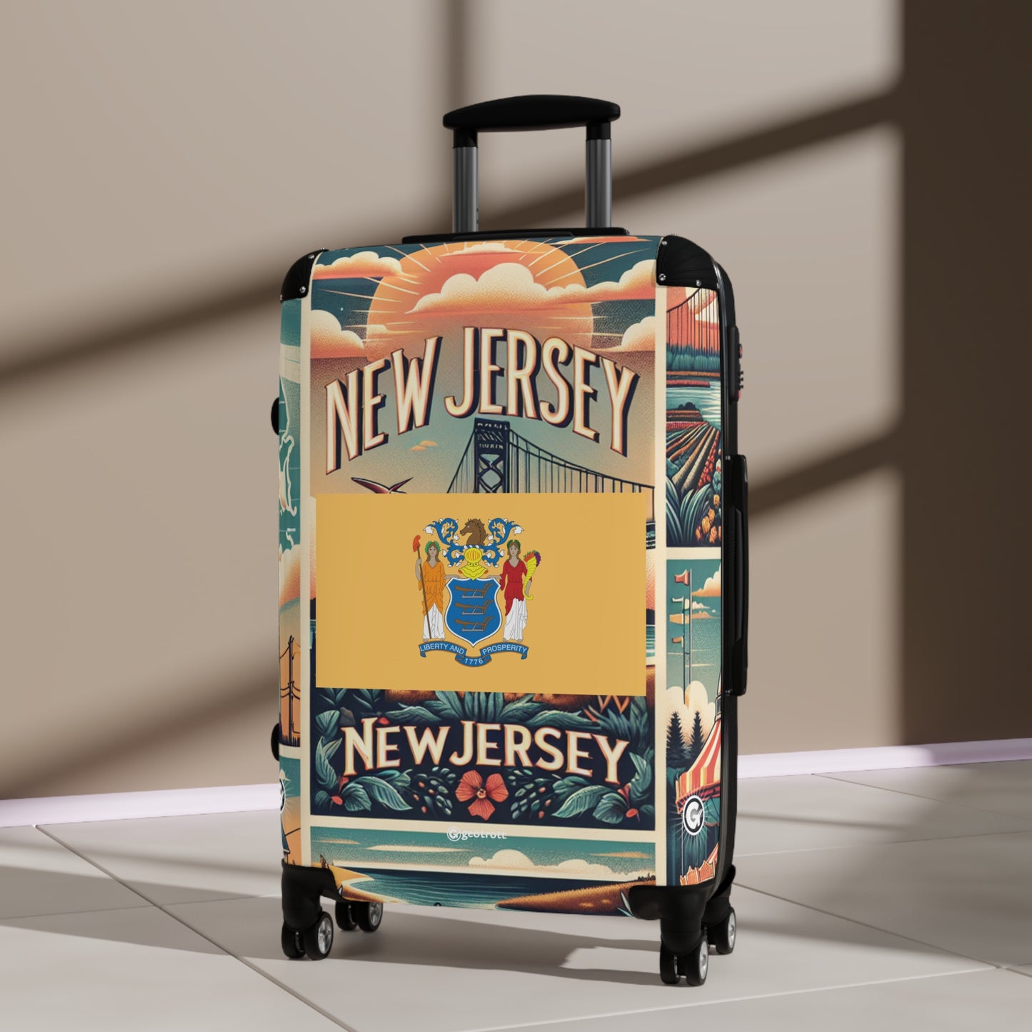 New Jersey USA STATE FLAGS Luggage Bag Rolling Suitcase Travel Accessories