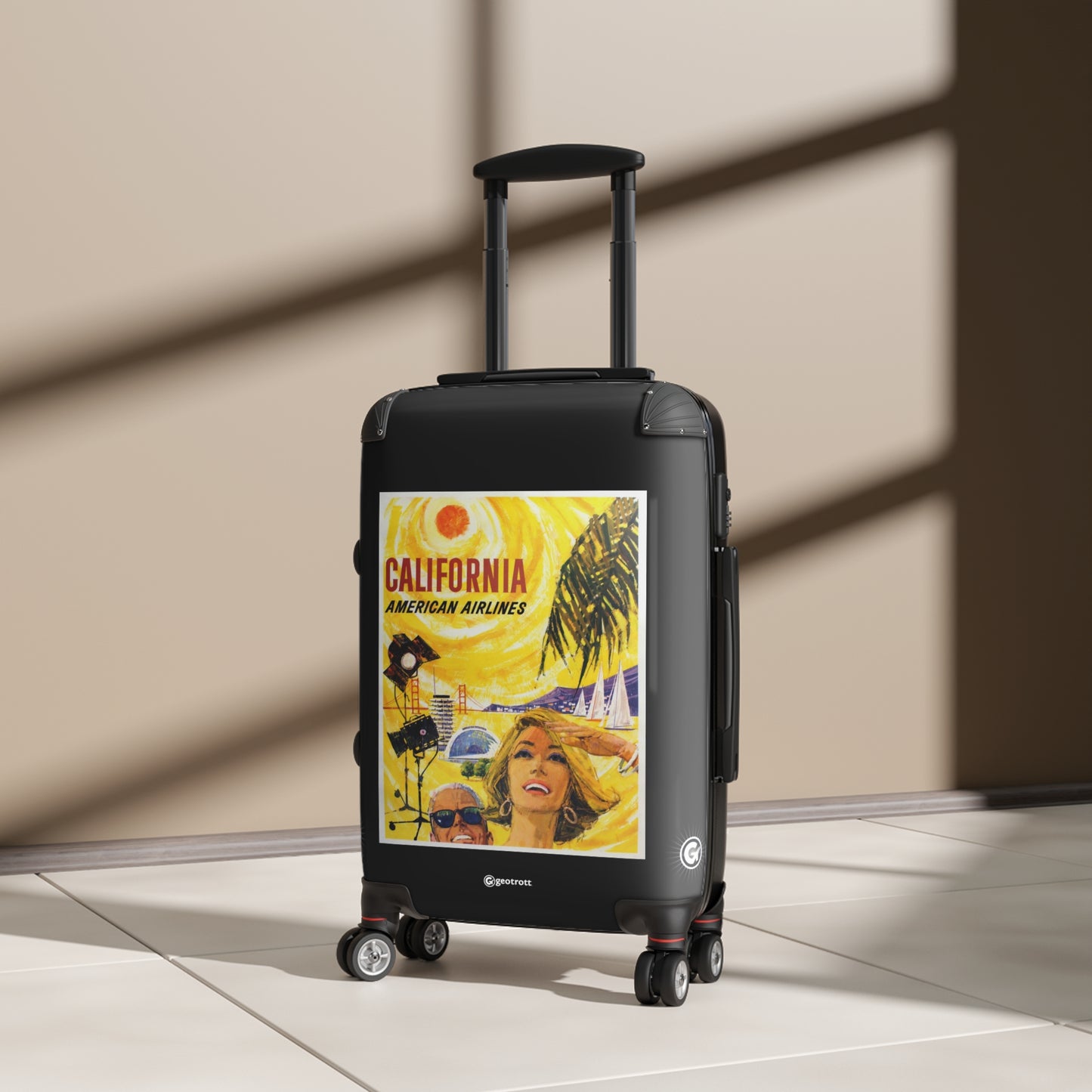 California American Airlines Vintage Posters Retro Ad Luggage Bag Rolling Suitcase Spinner