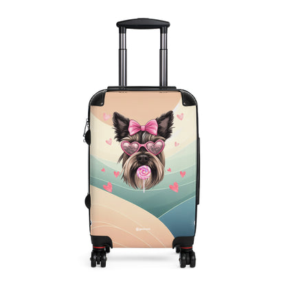 Glamorous Yorkshire Terrier Pup Elegance Luggage Bag Rolling Suitcase Spinner