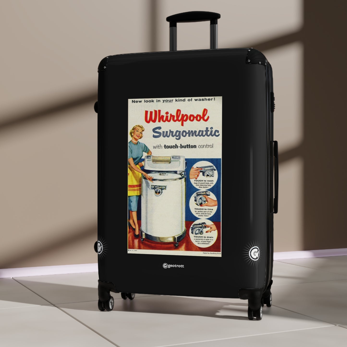 Whirlpool’s Surgomatic Washer Vintage Posters Retro Ad Luggage Bag Rolling Suitcase Spinner