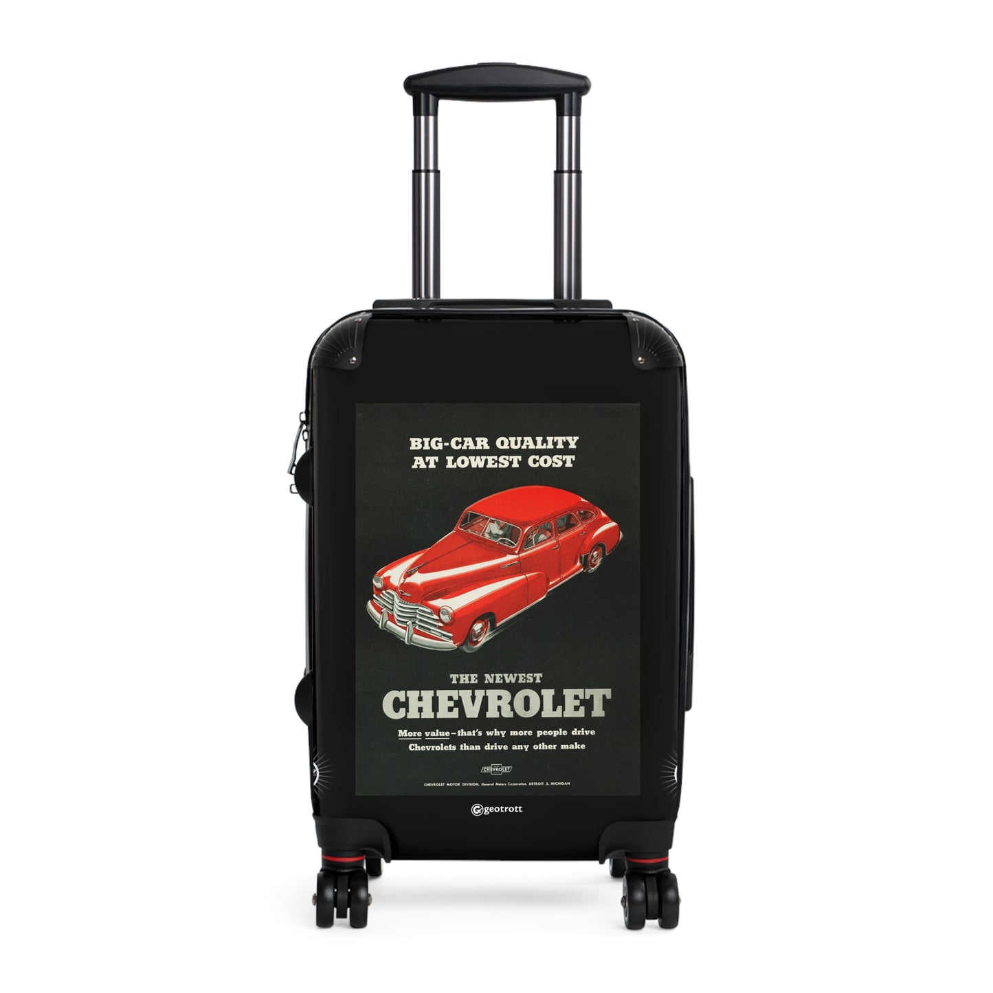 Big Car Quality at Lowest Cost Chevrolet Vintage Posters Retro Ad Luggage Bag Rolling Suitcase Spinner