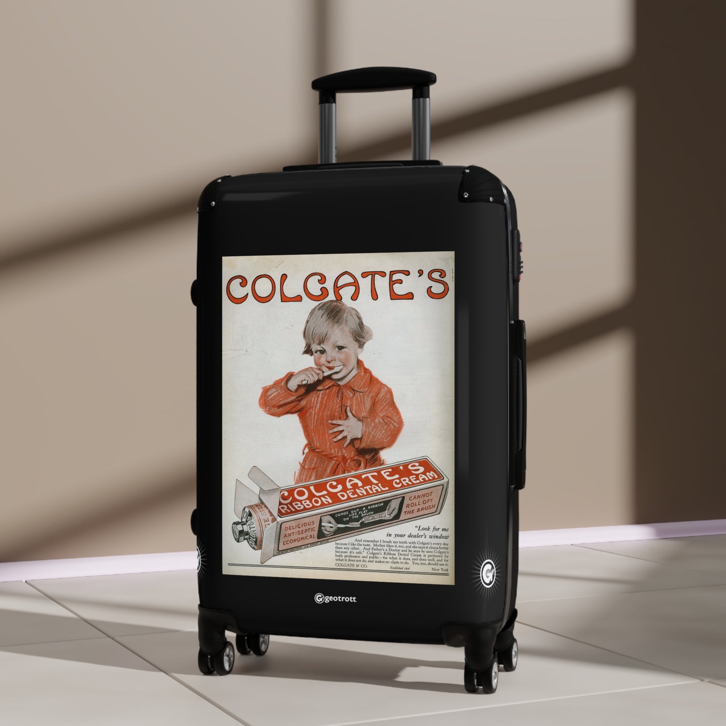 Chocolate's Ribbon Dental Cream Vintage Posters Retro Ad Luggage Bag Rolling Suitcase Spinner