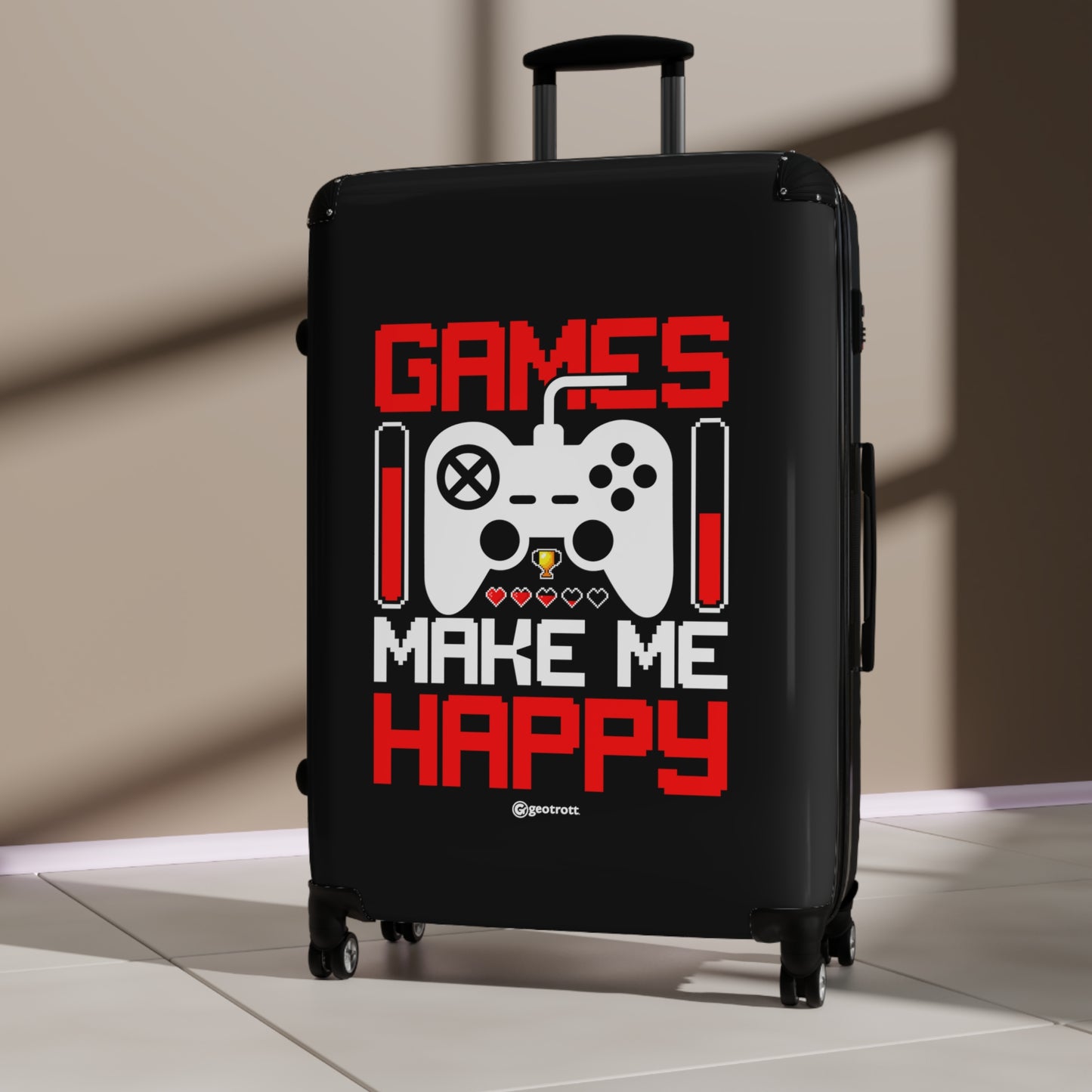 Games Make me Happy Gamer Gaming Suitcase-Bags-Geotrott