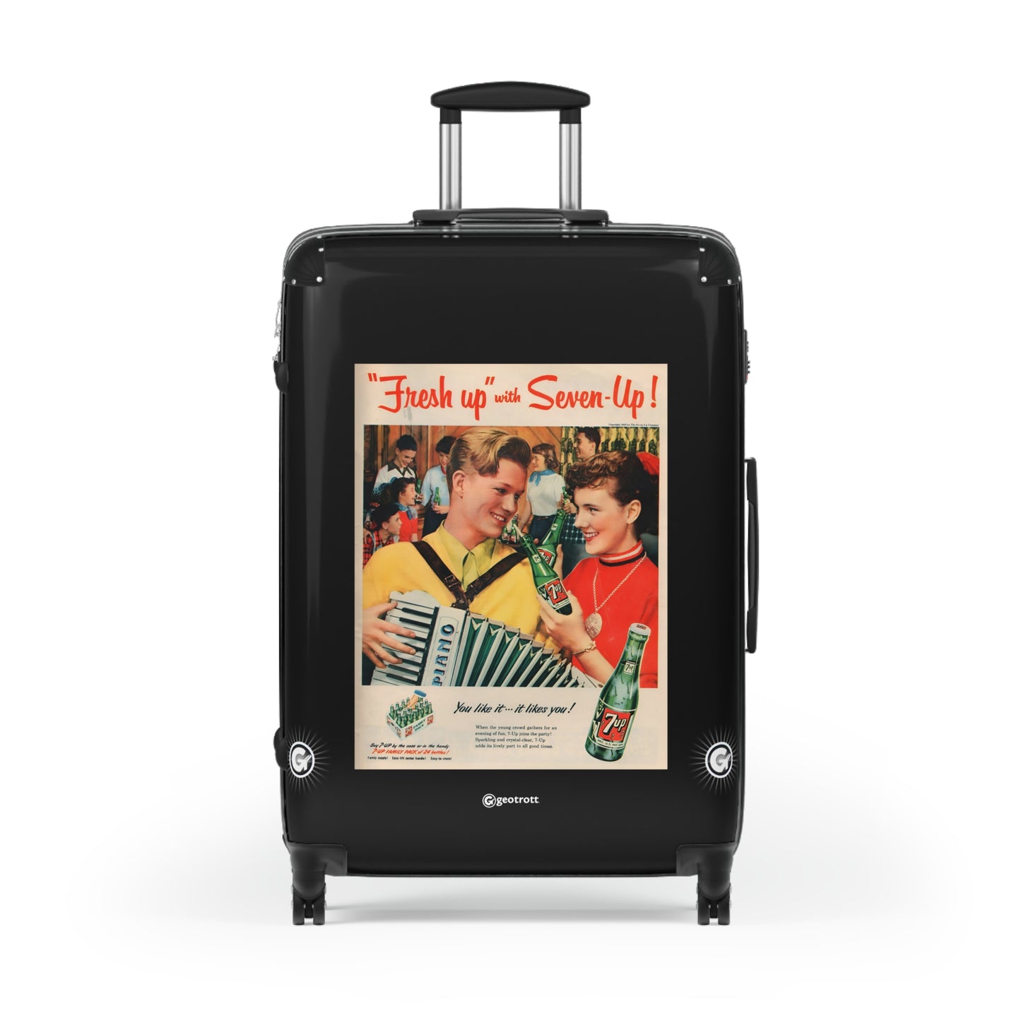 Fresh up with 7Up Soda Drink Vintage Posters Retro Ad Luggage Bag Rolling Suitcase Spinner