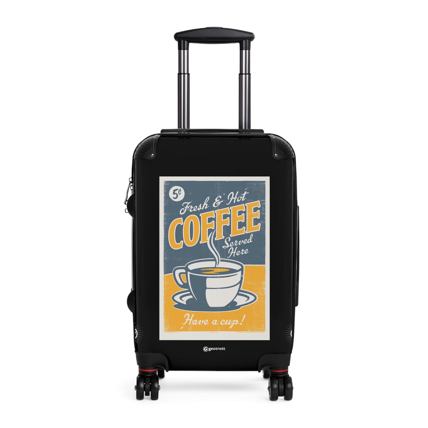 Fresh & Hot Coffee Served Here Have a Cup Vintage Posters Retro Ad Luggage Bag Rolling Suitcase Spinner