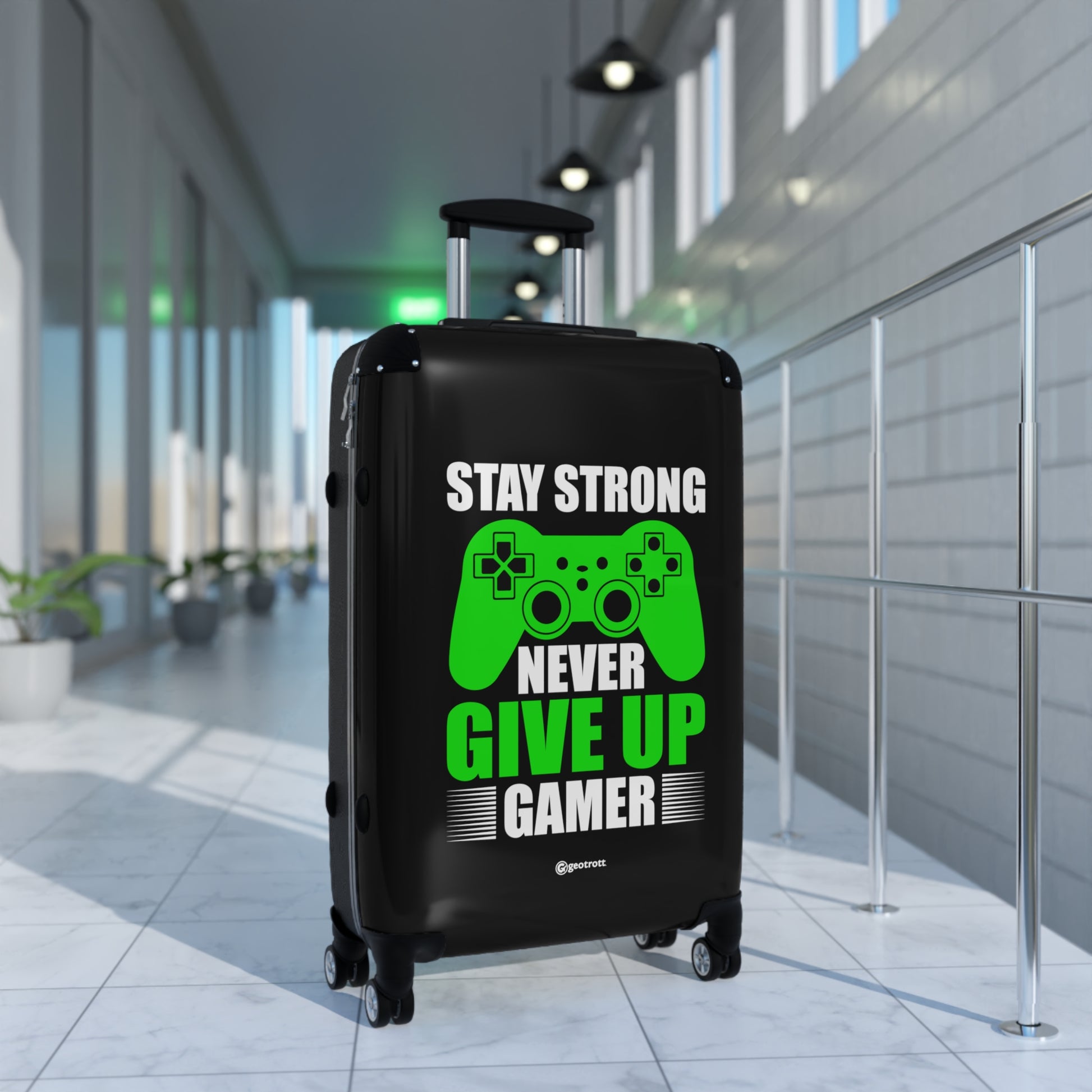 Stay Strong Never Give Up Gamer Gaming Suitcase-Bags-Geotrott