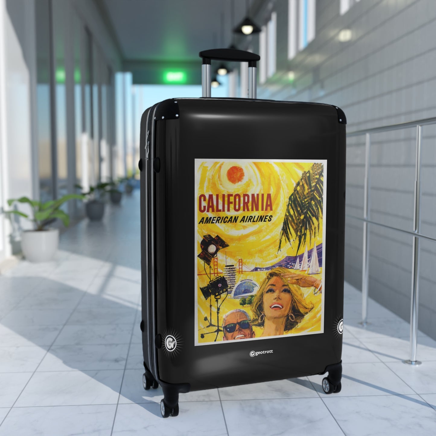 California American Airlines Vintage Posters Retro Ad Luggage Bag Rolling Suitcase Spinner