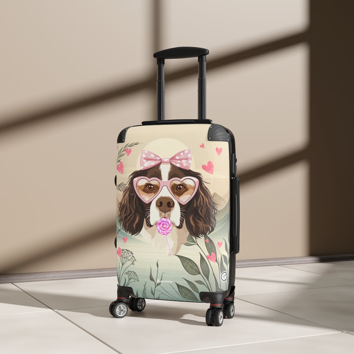 Heartfelt Springer Spaniel Puppy Travels Luggage Bag Rolling Suitcase Spinner