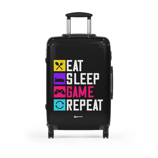 Eat Sleep Game Repeat 2 Gamer Gaming Suitcase-Bags-Geotrott