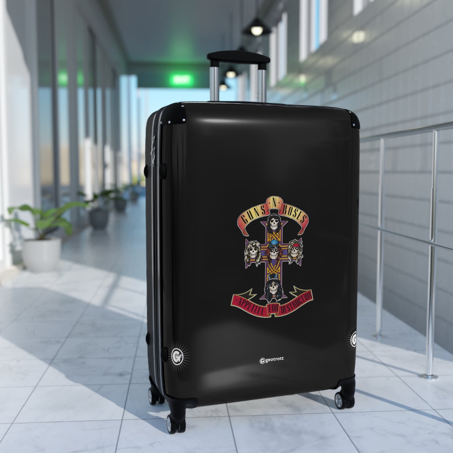 Guns and Roses Appetite for Destruction Eighties Music Album Luggage Bag Rolling Suitcase Spinner