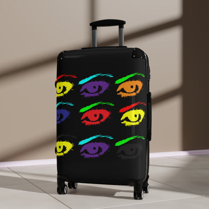 Geotrott Warhol Eyes Juan Benson Art Cabin Suitcase Almacenamiento extendido Asa telescópica ajustable Doble rueda Carcasa rígida de policarbonato Cerradura incorporada