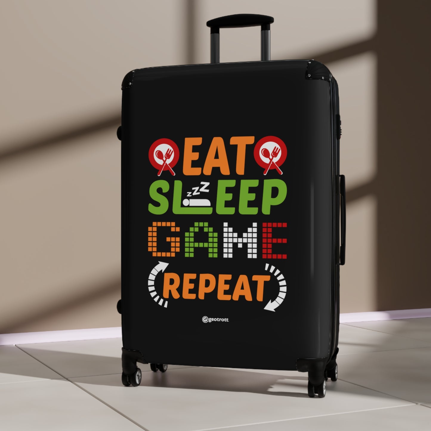 Eat Sleep Game Repeat Gamer Gaming Suitcase-Bags-Geotrott