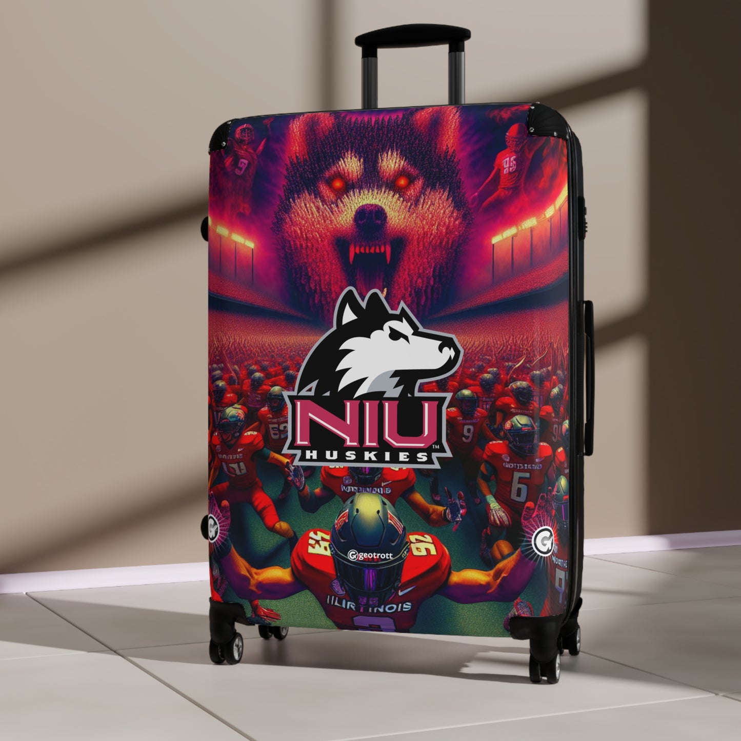 Northern Illinois University Huskies Football Team Luggage Bag Rolling Suitcase Spinner