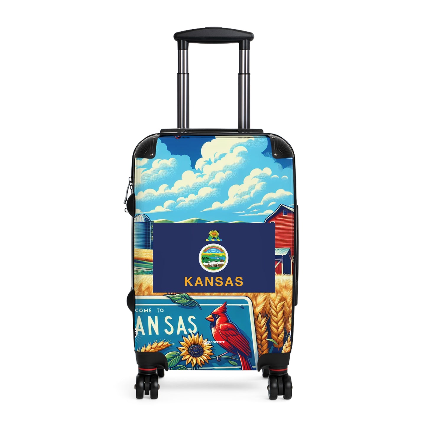 Kansas USA STATE FLAGS Luggage Bag Rolling Suitcase Travel Accessories