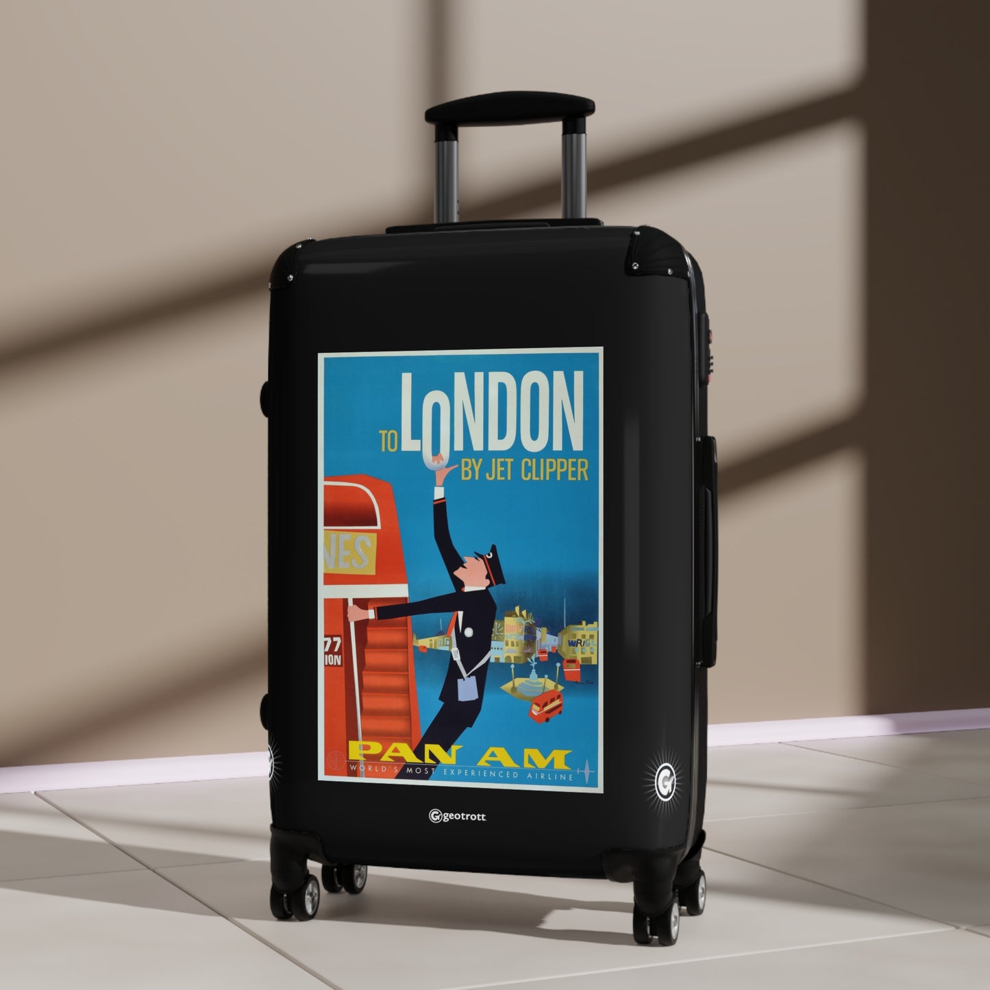 Pan Am To London by Jet Clipper Vintage Posters Retro Ad Luggage Bag Rolling Suitcase Spinner