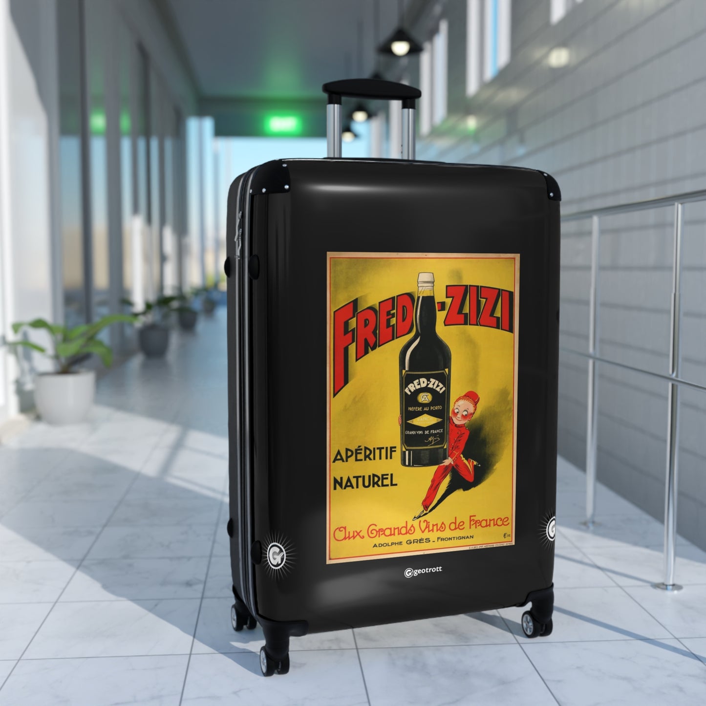 Apéritif français Fred Zizi Bar Pub 1932 Vintage Posters Retro Ad Luggage Bag Rolling Suitcase Spinner