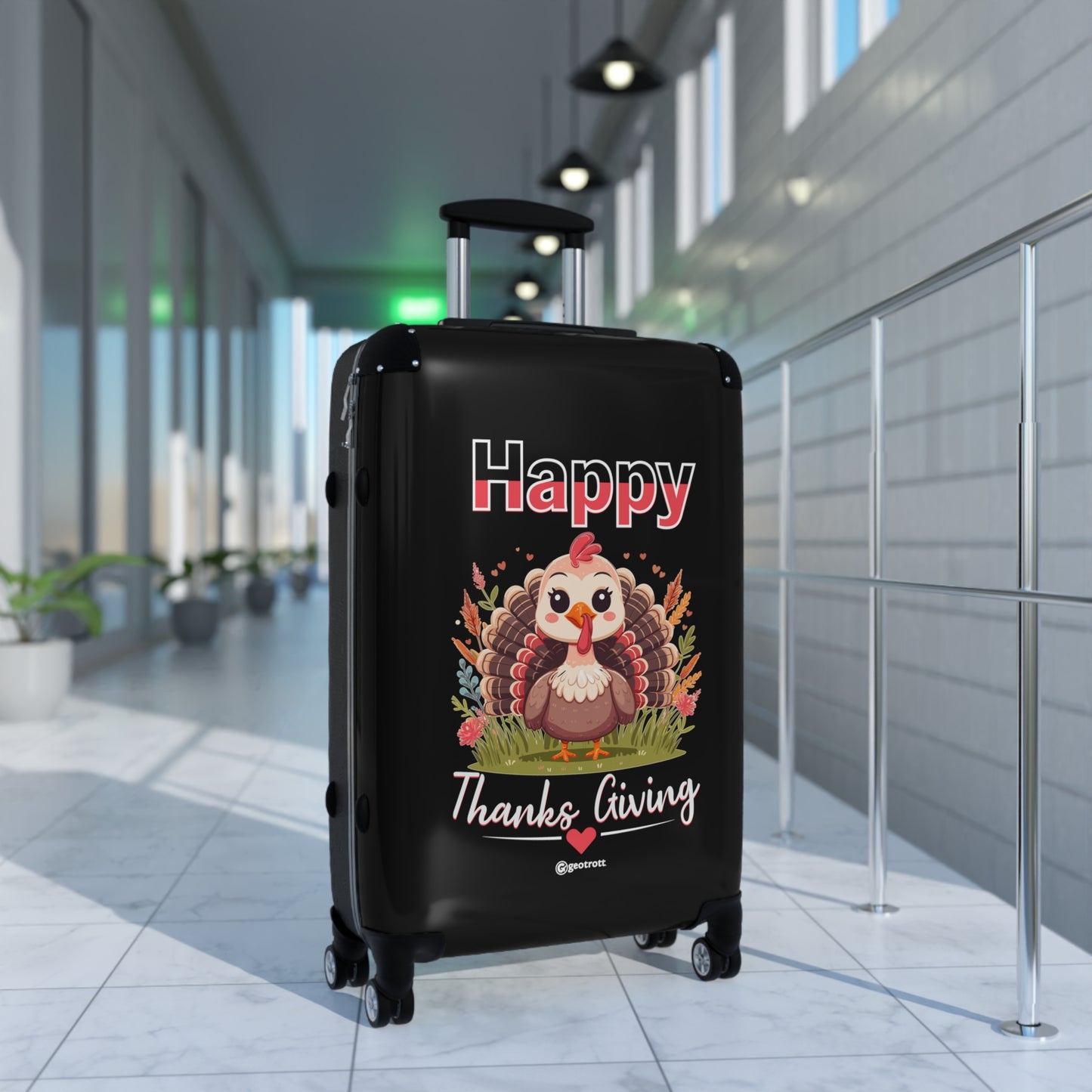 Happy Thanksgiving Cute Turkey Thanksgiving Season Luggage Bag Rolling Suitcase Travel Accessories