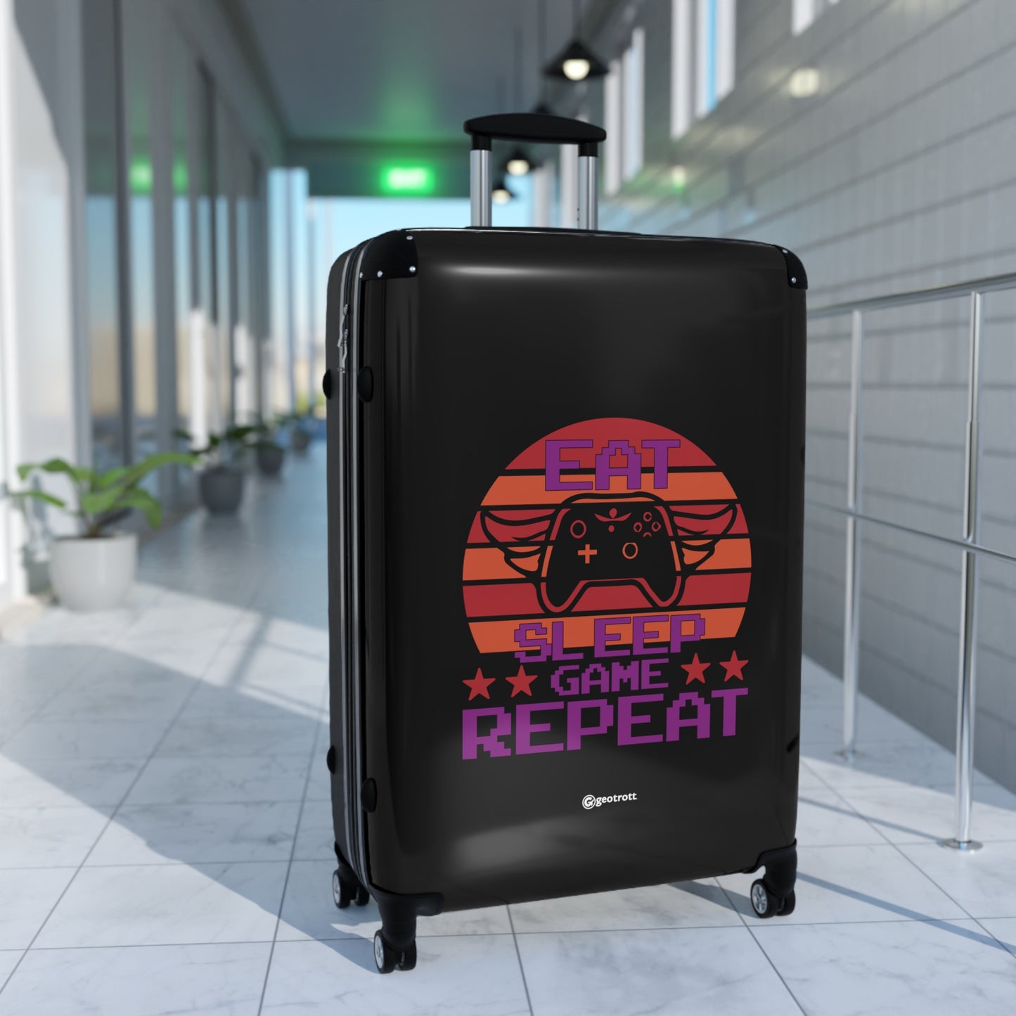 Eat Sleep Game Repeat 4 Gamer Gaming Suitcase-Bags-Geotrott