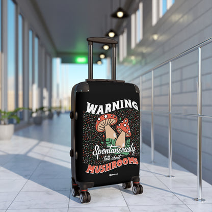 Warning Spontaneously Talk About Mushrooms Funny Inspirational Luggage Bag Rolling Suitcase Travel Accessories