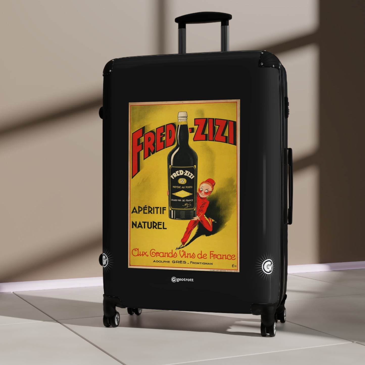 Apéritif français Fred Zizi Bar Pub 1932 Vintage Posters Retro Ad Luggage Bag Rolling Suitcase Spinner