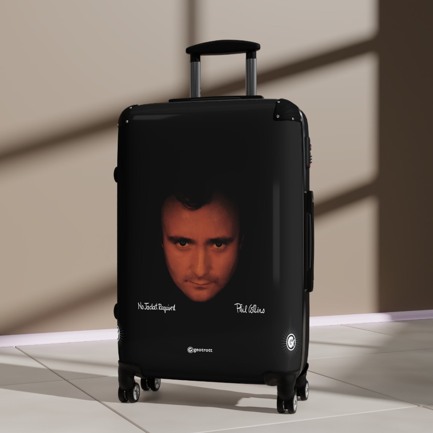 Phil Collins No Jacket Required Eighties Music Album Luggage Bag Rolling Suitcase Spinner