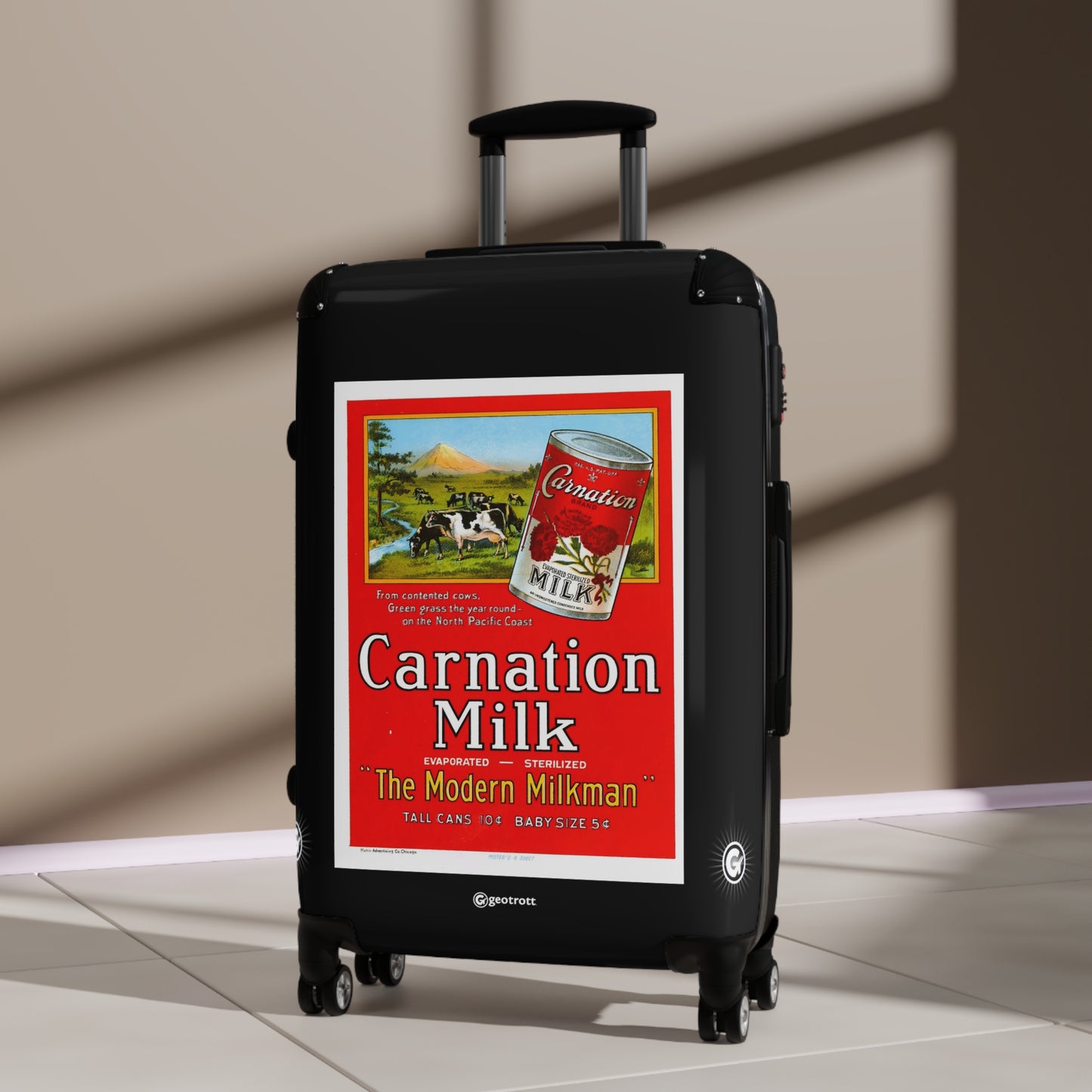 The Modern Milkman Carnation Milk Vintage Posters Retro Ad Luggage Bag Rolling Suitcase Spinner