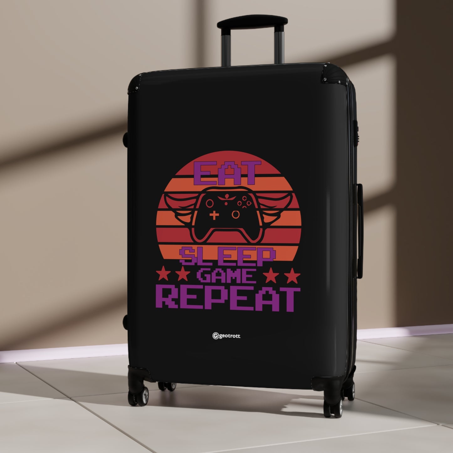 Eat Sleep Game Repeat 4 Gamer Gaming Suitcase-Bags-Geotrott