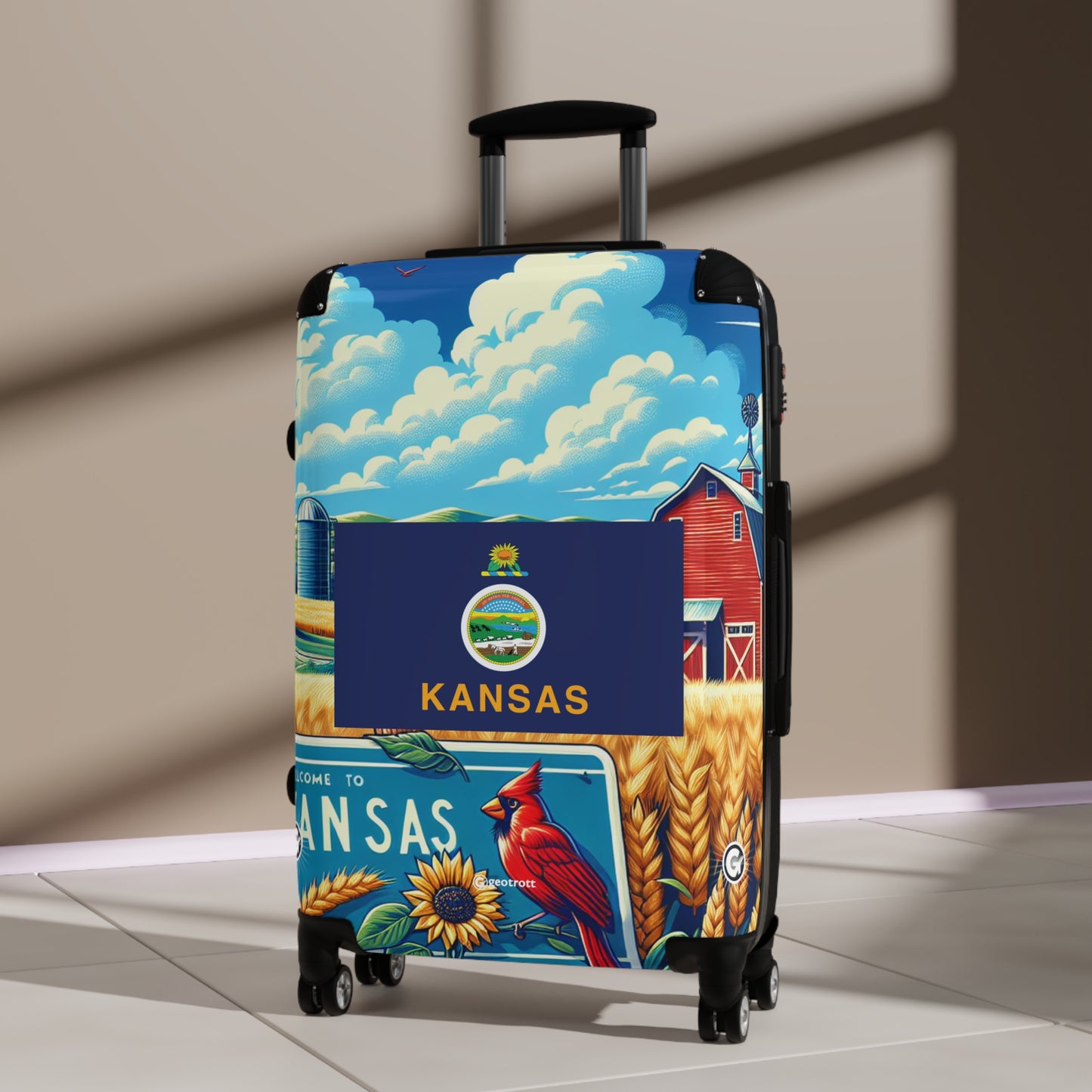 Kansas USA STATE FLAGS Luggage Bag Rolling Suitcase Travel Accessories