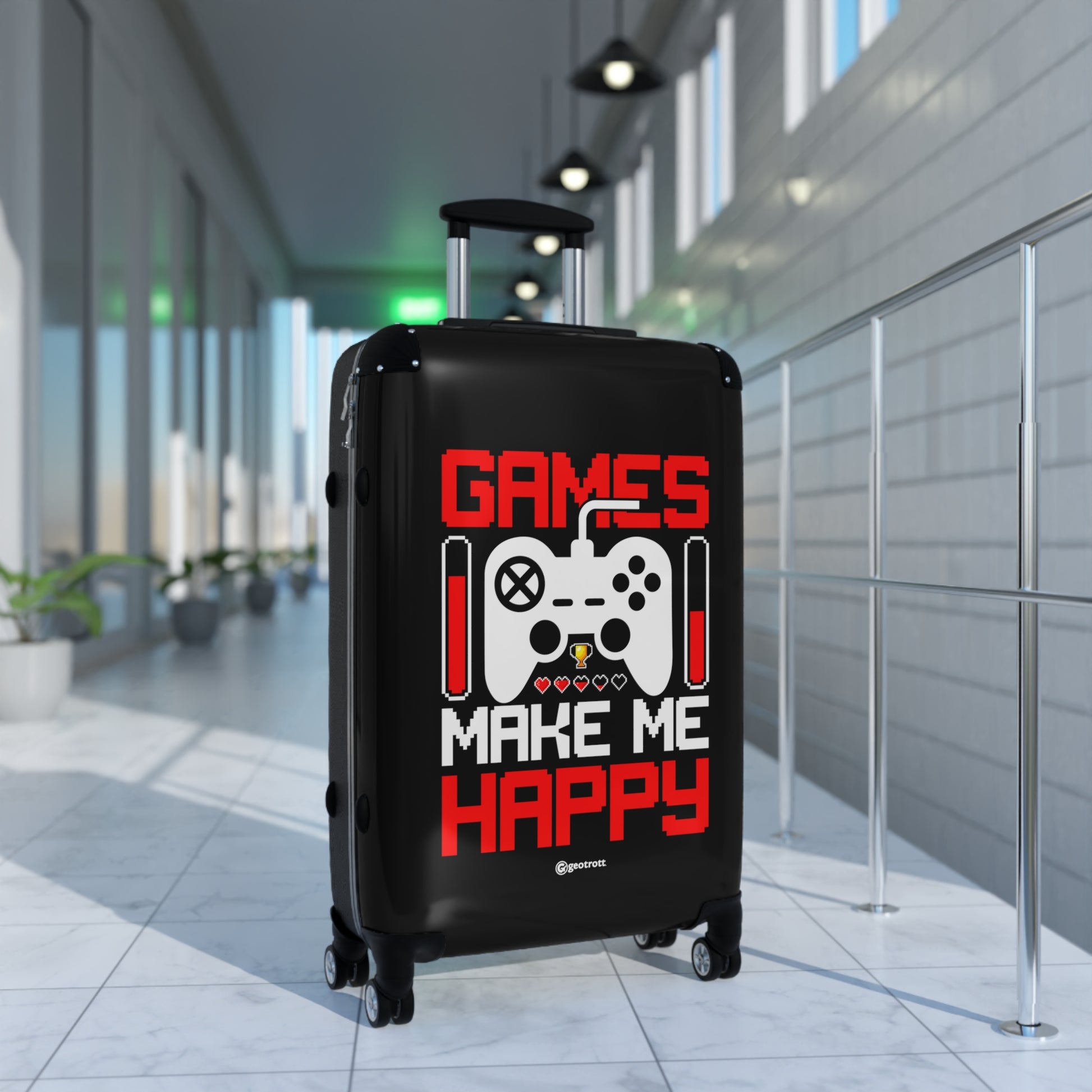 Games Make me Happy Gamer Gaming Suitcase-Bags-Geotrott