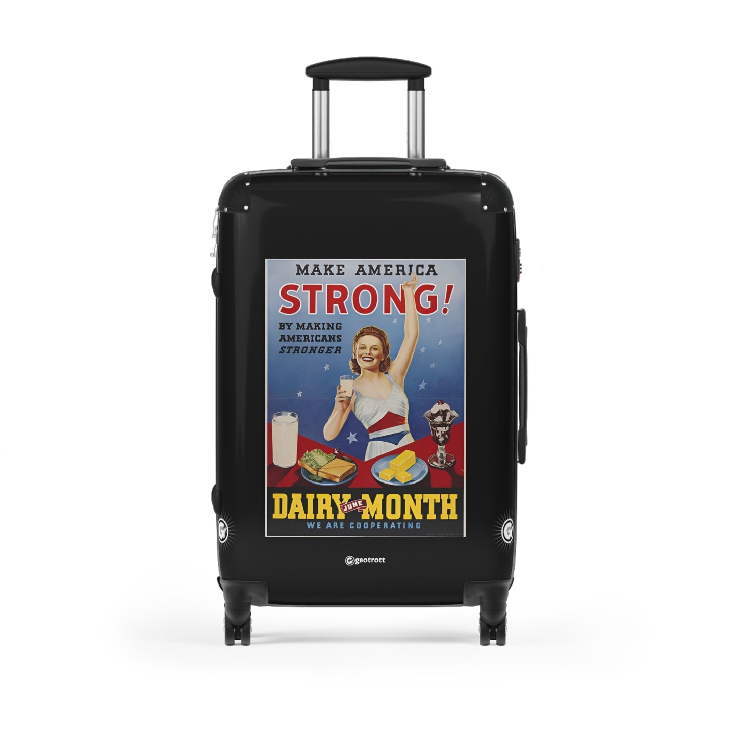 National Dairy Council Make America Strong! by Making Americans Stronger Vintage Posters Retro Ad Luggage Bag Rolling Suitcase Spinner