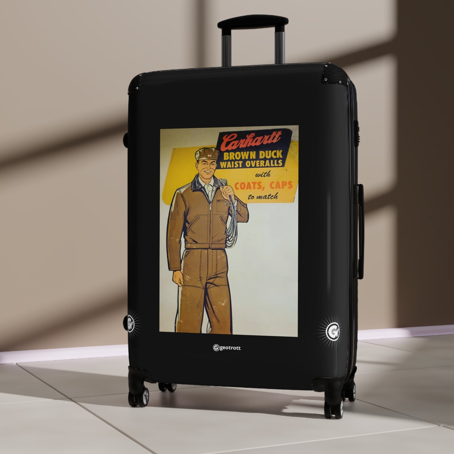 Brown Duck Waist Overalls Carhartt Vintage Posters Retro Ad Luggage Bag Rolling Suitcase Spinner