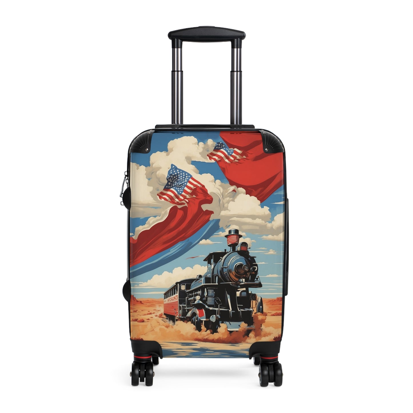 Kansas Bound: Vintage Travel Poster, Patriotic Steam Locomotive Art Vintage Travel Poster