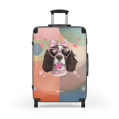 Playful Spaniel Romance Luggage Bag Rolling Suitcase Spinner