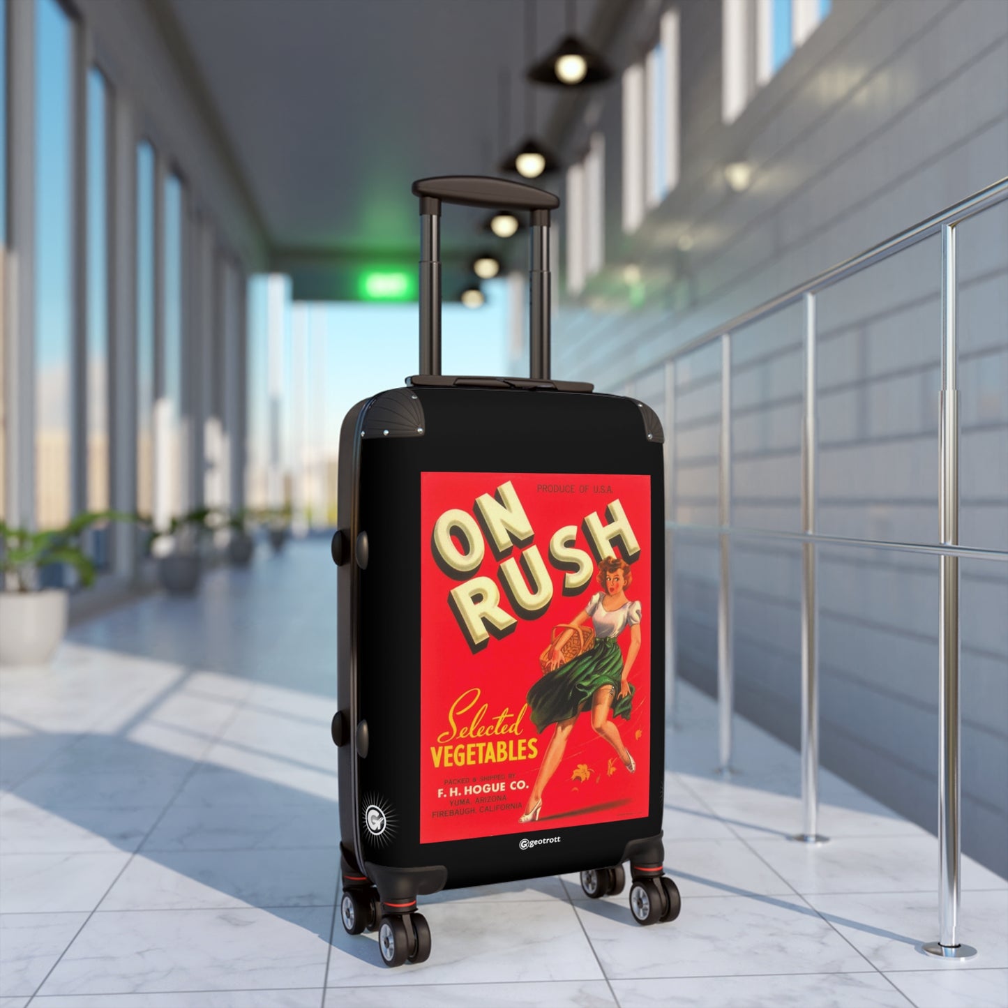 On Rush Selected Vegetables Vintage Posters Retro Ad Luggage Bag Rolling Suitcase Spinner