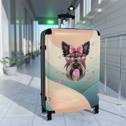 Glamorous Yorkshire Terrier Pup Elegance Luggage Bag Rolling Suitcase Spinner