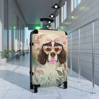 Heartfelt Springer Spaniel Puppy Travels Luggage Bag Rolling Suitcase Spinner