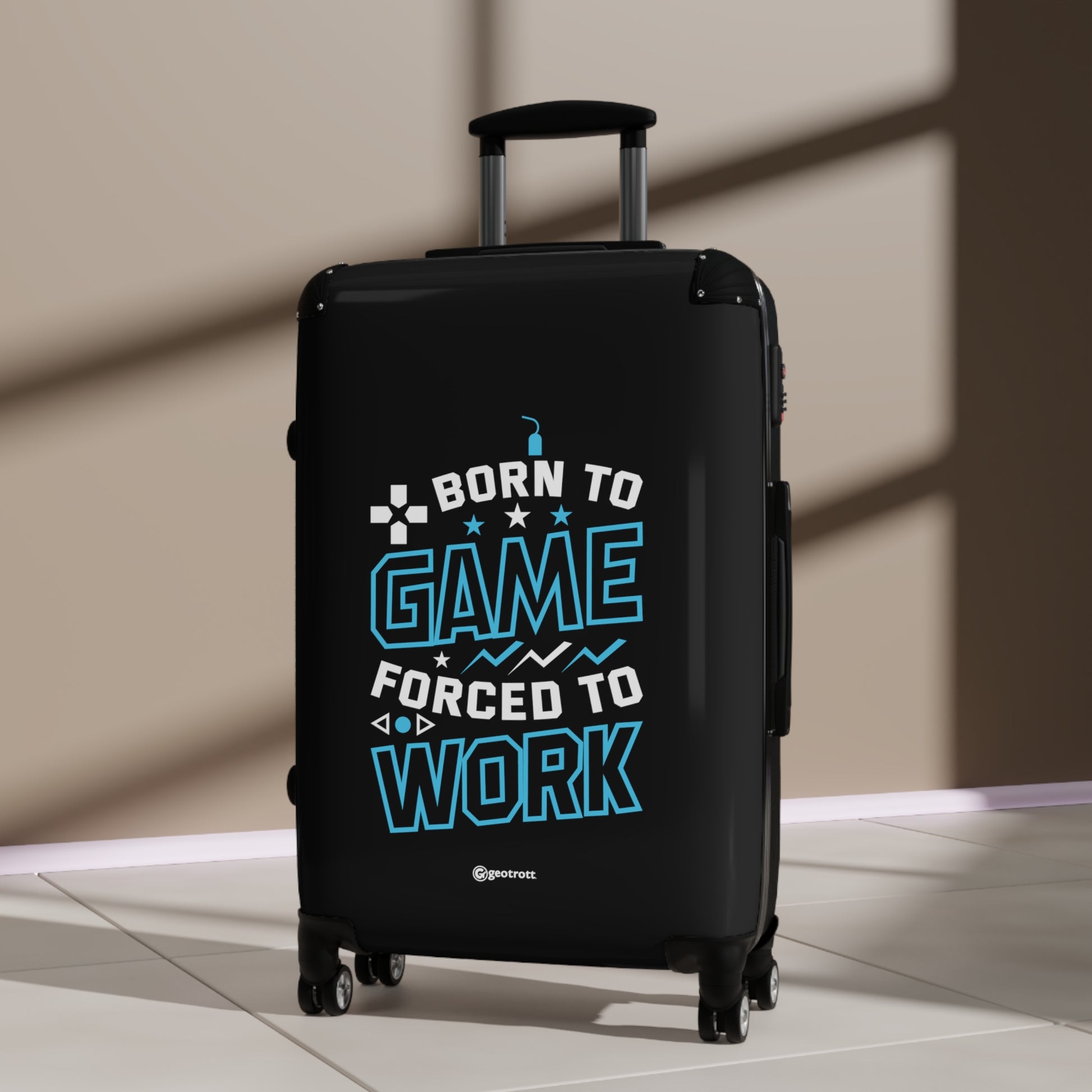 Born to Game Forced to Work Gamer Gaming Suitcase-Bags-Geotrott