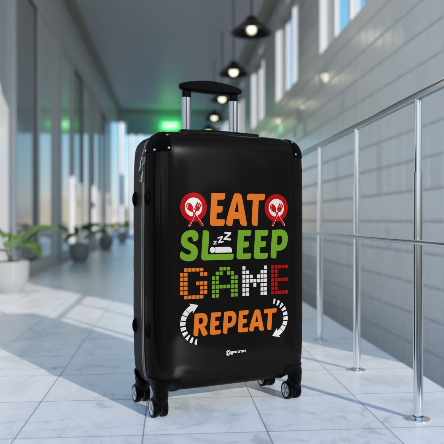 Eat Sleep Game Repeat Gamer Gaming Suitcase-Bags-Geotrott