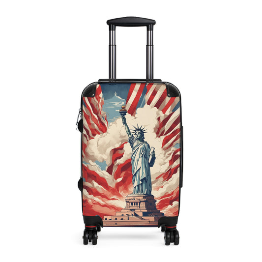 Lady Liberty's Beacon: Patriotic American Artwork, Vintage Propaganda Style Poster Vintage Travel Poster