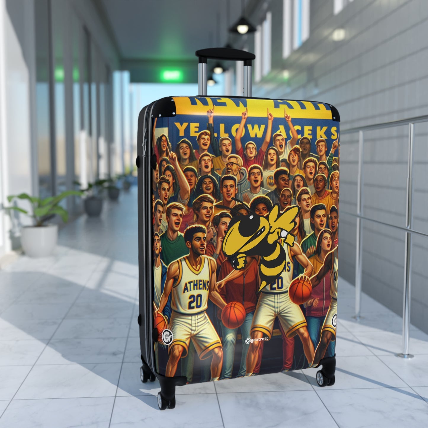 New Athens Yellow Jackets Varsity Basketball Team Luggage Bag Rolling Suitcase Spinner