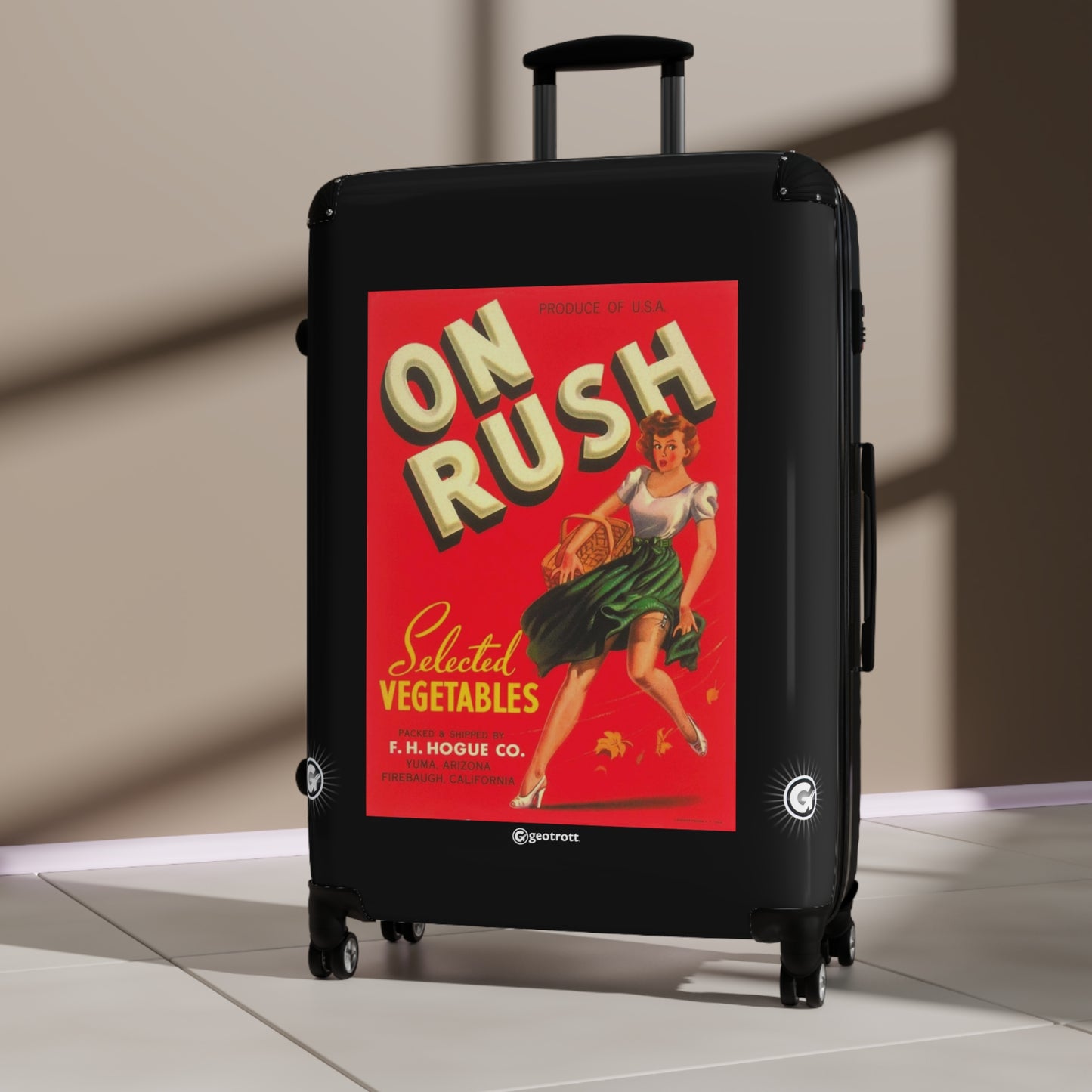 On Rush Selected Vegetables Vintage Posters Retro Ad Luggage Bag Rolling Suitcase Spinner