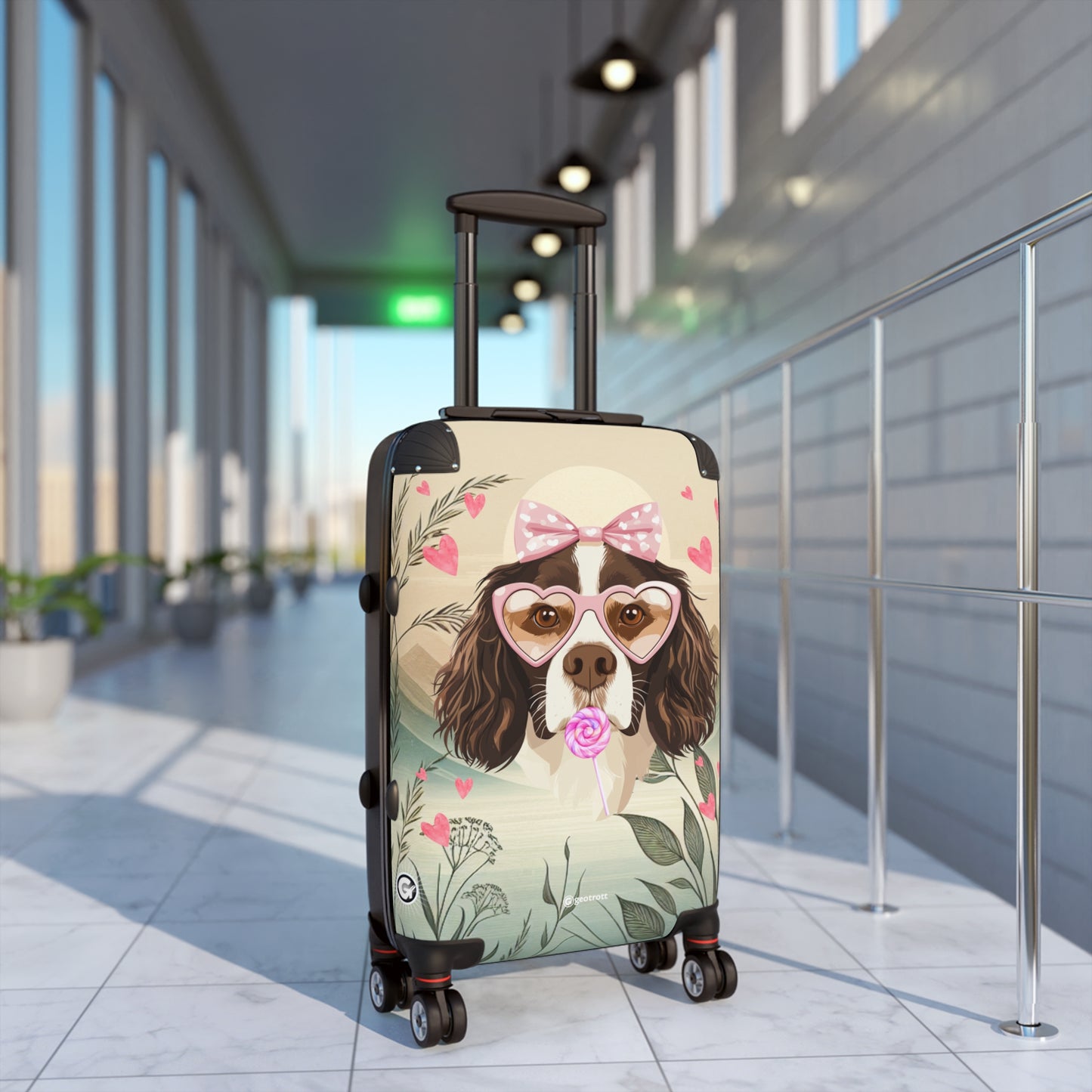 Heartfelt Springer Spaniel Puppy Travels Luggage Bag Rolling Suitcase Spinner